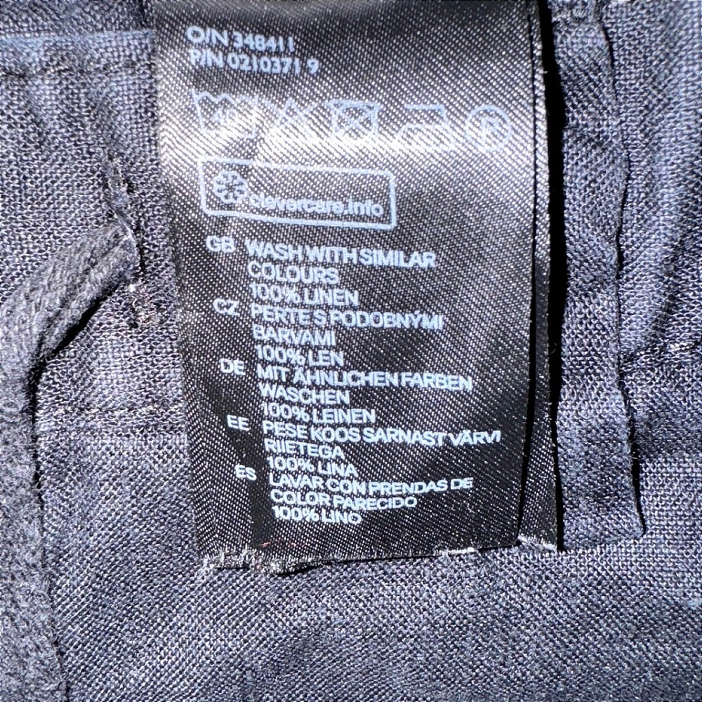 H&M Black 100% Linen Straight Leg Drawstring Pants 33R Womens Mens Casual - Picture 11 of 13